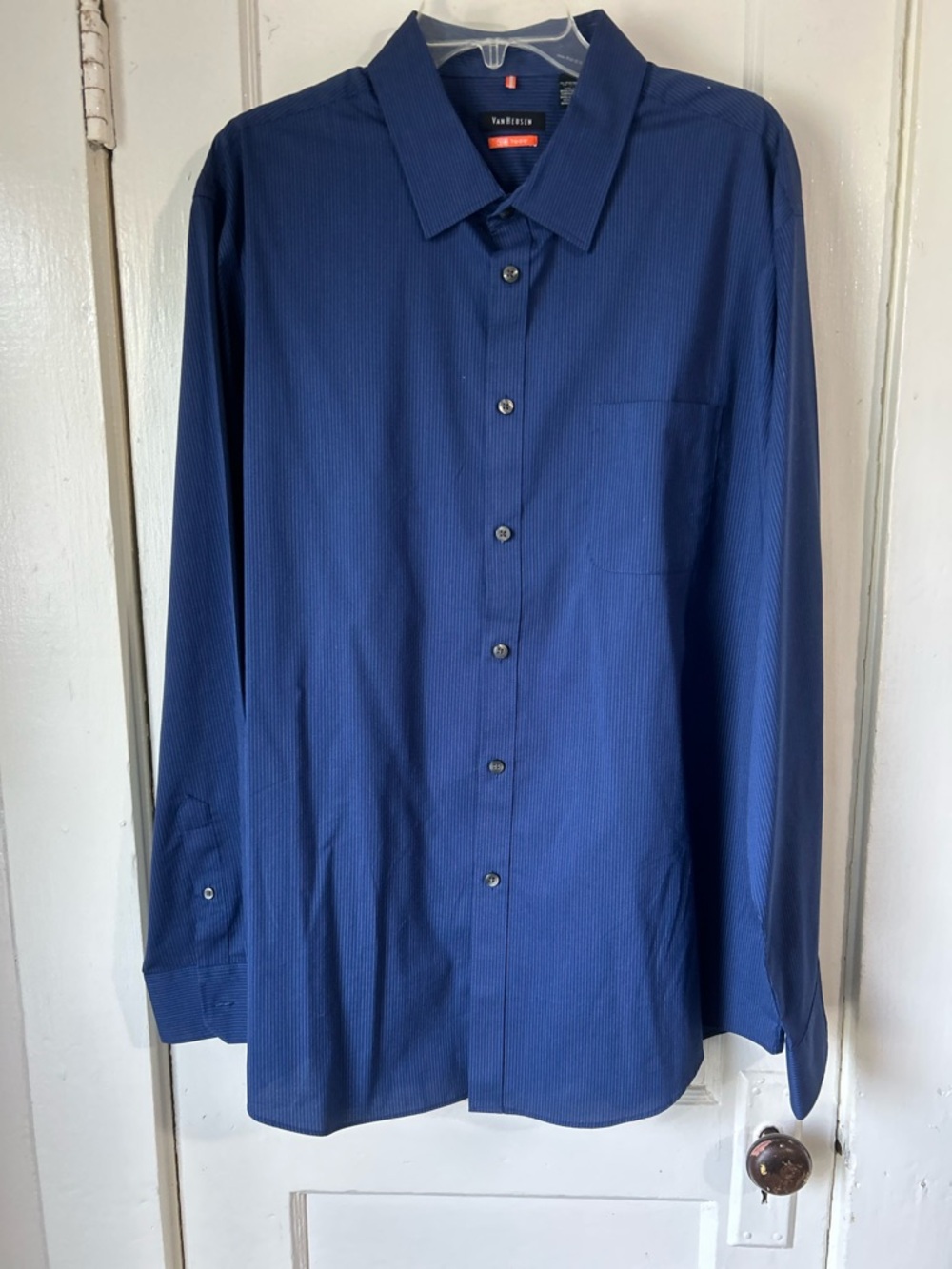 Van Heusen Blue Pinstripe Traveler Dress Shirt